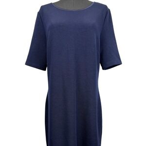 Mario Mario Serrani Navy Blue Ribbed Knit Sheath Dress Size L‎ Career Capsule